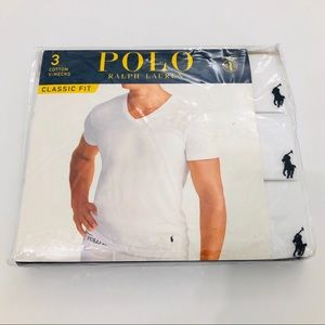 Polo Ralph Lauren 3 Pack Men White V-Neck T-Shirt